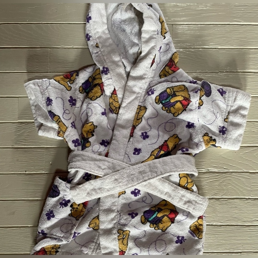 Rare Vintage Winnie the Pooh Baby Hooded Robe Terry Cloth